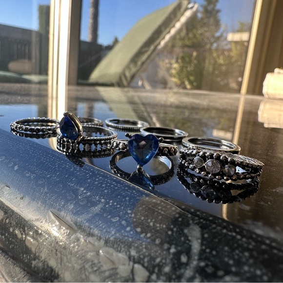 Blue Heart ♡ Bohemian Midi Rings Set - Picture 6 of 9